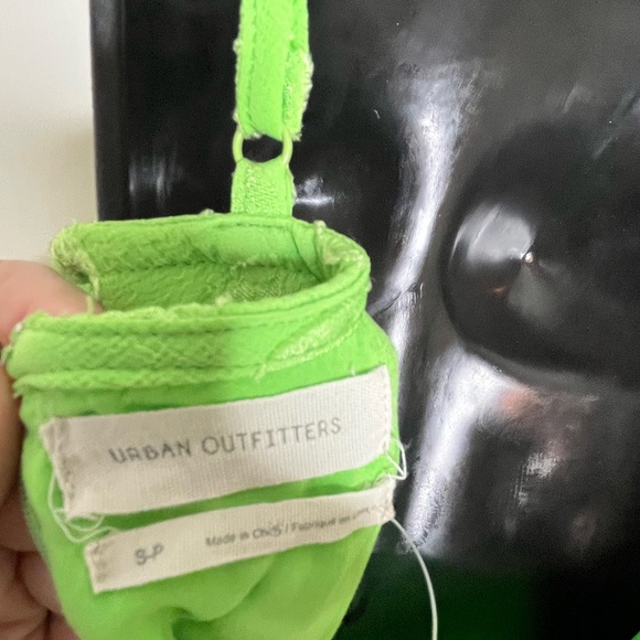 Urban Outfitters Lime Green Circle Spaghetti Strap Mini dress Sz Small - Picture 7 of 10